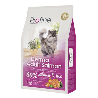 Сухой корм для кошек, шерсть которых требует дополнительного ухода Profine Cat Derma 10 кг (лосось) - masterzoo.ua