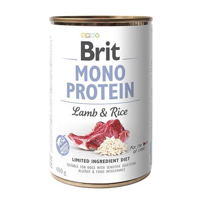 Влажный корм для собак Brit Mono Protein Lamb & Rice 400 г (ягнёнок и рис) - masterzoo.ua