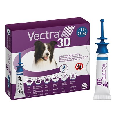Краплі на холку для собак Ceva «Vectra 3D» (Вектра 3D) від 10 до 25 кг, 1 піпетка (від зовнішніх паразитів) - masterzoo.ua