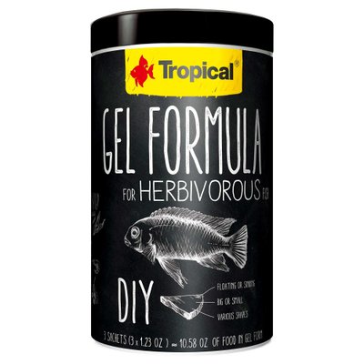 Корм для аквариумных рыб ручного приготовления Tropical «Gel Formula Herbivore» 3 x 35 г (для травоядных рыб) - masterzoo.ua