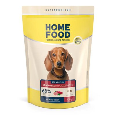 Сухой корм для собак Home Food Hypoallergenic Adult Mini 700 г - утка и индейка - masterzoo.ua