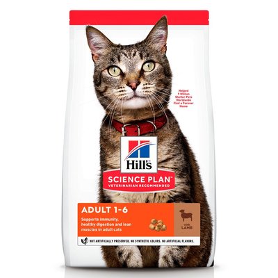 Сухой корм для взрослых кошек Hills Science Plan Adult 1,5 кг (ягненок) - masterzoo.ua