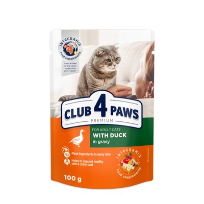 Вологий корм для котів Club 4 Paws Premium pouch 100 г - качка - masterzoo.ua
