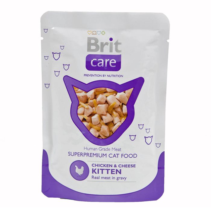 Влажный корм для котят Brit Care Cat Chicken & Cheese Kitten pouch 80 г (курица и сыр) - masterzoo.ua