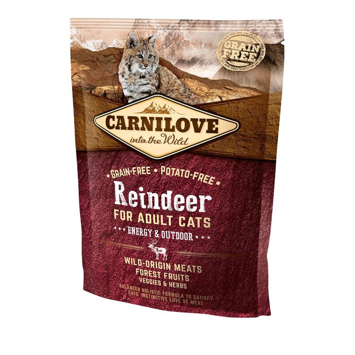 Сухий корм для активних котів Carnilove Cat Raindeer - Energy & Outdoor 400 г (оленина та кабан) - masterzoo.ua