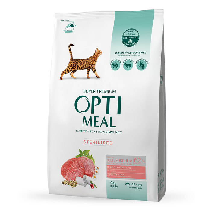 Сухой корм для стерилизованных кошек Optimeal 4 кг - говядина и сорго - masterzoo.ua