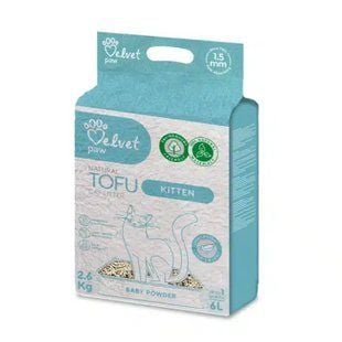 Velvet Paw TOFU Kitten наполнитель для кошачьего туалета 6 л - детская присыпка - masterzoo.ua