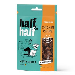 Ласощі для собак Half&Half Meaty Cubes Adult 100 г - курка - masterzoo.ua