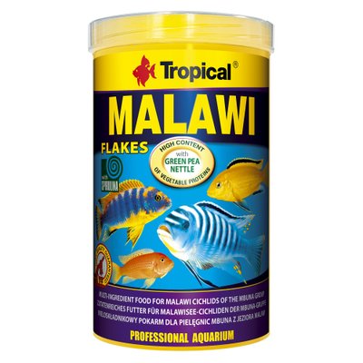Сухий корм для акваріумних риб Tropical в пластівцях «Malawi» 1 л (для травоїдних цихлід) - masterzoo.ua