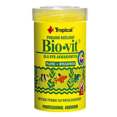 Сухий корм для акваріумних риб Tropical в пластівцях «Bio-Vit» 100 мл (для травоїдних риб) - masterzoo.ua
