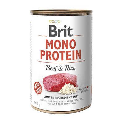 Влажный корм для собак Brit Mono Protein Beef & Rice 400 г (говядина и рис) - masterzoo.ua