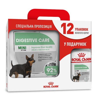 Акционный набор для собак Royal Canin Mini Digestive Care 3 кг + Royal Canin Mini Digestive Care loaf wet 12 шт х 85 г (домашняя птица) - masterzoo.ua