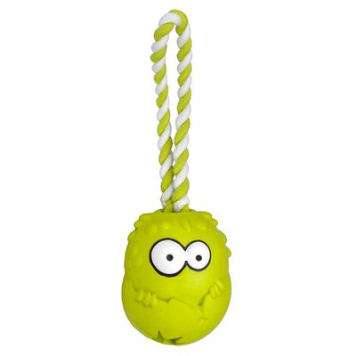 Іграшка для собак Coockoo «Bumpies» М'яч на мотузці для ласощів, зелений M (гума) - masterzoo.ua