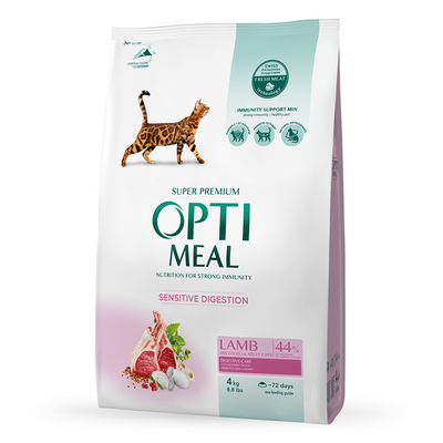 Сухой корм для котов с чувствительным пищеварением Optimeal 4 кг (ягненок) - masterzoo.ua