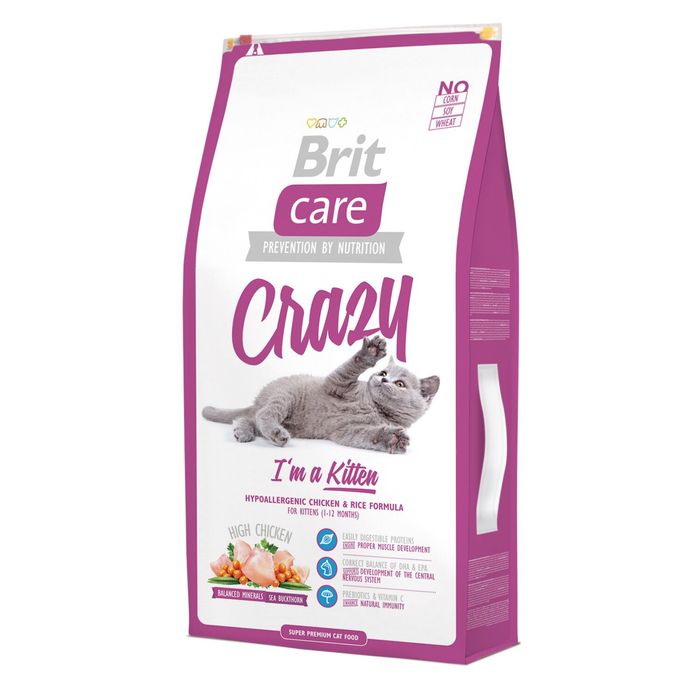 Сухой корм для котят Brit Care Cat Crazy Im Kitten 7 кг (курица и рис) - masterzoo.ua