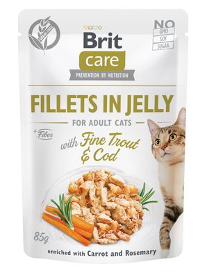 Влажный корм для котов Brit Care Cat pouch 85 г (треска и форель в желе) - masterzoo.ua