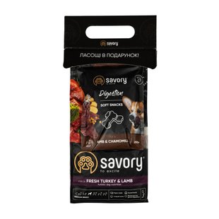 Набор сухой корм для собак Savory Medium Breed rich in Fresh 1 кг + лакомства - индейка и ягненок - masterzoo.ua