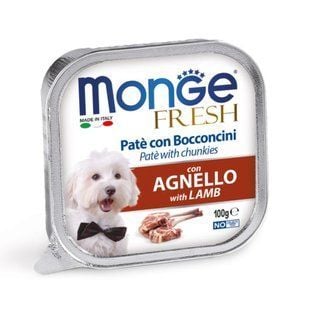 Вологий корм для собак Monge Fresh 100 г - ягня - masterzoo.ua