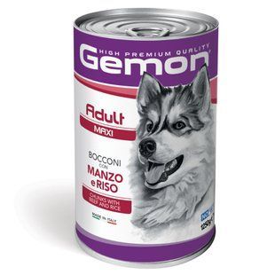 Вологий корм для собак Gemon Maxi Breeds Adult 1,25 кг - яловичина та рис - masterzoo.ua