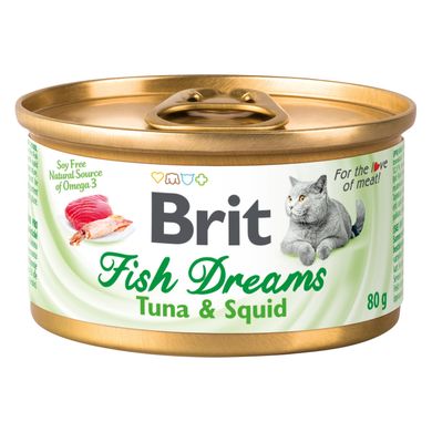 Вологий корм для котів Brit Fish Dreams 80 г (тунець та кальмар) - masterzoo.ua