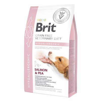Сухий корм для собак, при харчовій алергії Brit GF Veterinary Diet Hypoallergenic 2 кг (лосось) - masterzoo.ua