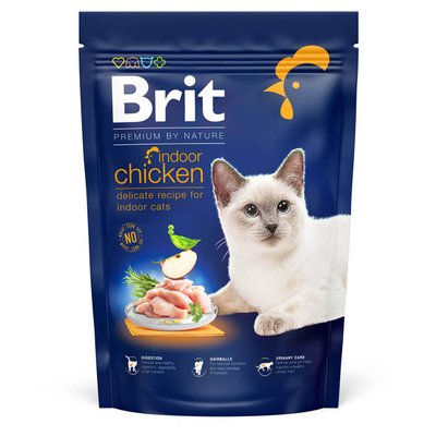 Сухий корм для котів, які живуть у приміщенні Brit Premium by Nature Cat Indoor 800 г (курка) - masterzoo.ua