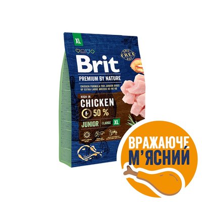 Сухой корм для щенков и молодых собак гигантских пород (весом от 45 кг) Brit Premium Junior XL 3 кг (курица) - masterzoo.ua