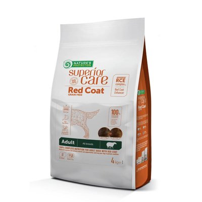 Сухой корм для собак Nature's Protection Superior Care Red Coat Grain Free Adult All Breeds 4 кг - ягненок - masterzoo.ua