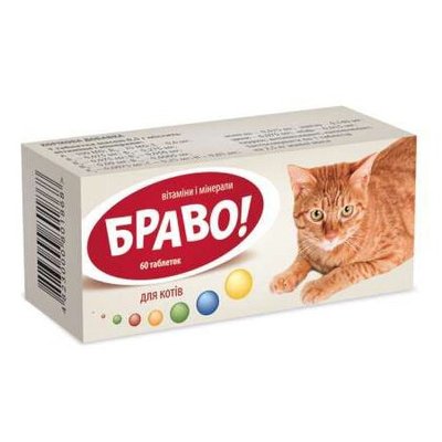 Витамины для кошек Артериум «Браво» 60 таблеток, 30 г (мультивитамин) - masterzoo.ua