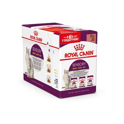 Вологий корм для котів Royal Canin Sensory Gravy pouch 9+3 шт х 85 г - masterzoo.ua