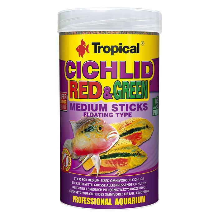 Сухой корм для аквариумных рыб Tropical в палочках «Cichlid Red & Green Medium Sticks» 250 мл (для всех цихлид) - masterzoo.ua