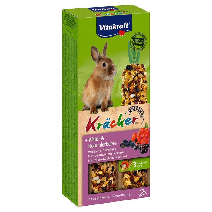 Ласощі для кроликів Vitakraft «Kracker Original + Wild Berries & Elderberry» 100 г / 2 шт. (лісові ягоди) - masterzoo.ua