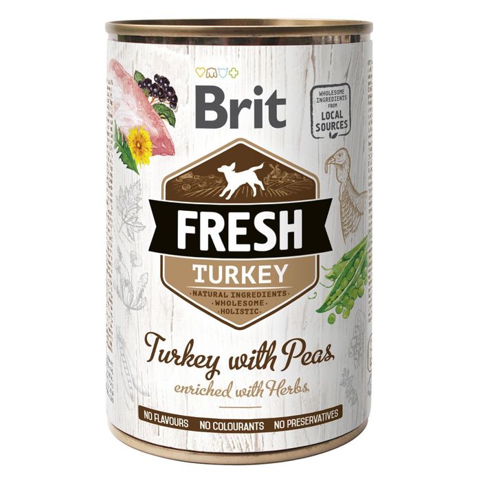 Влажный корм для собак Brit Fresh Turkey with Peas 400 г (индейка) - masterzoo.ua