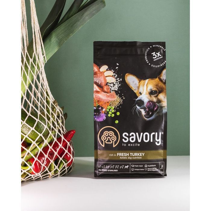 Cухий корм для собак Savory All Breed Sterilised 12 кг - індичка - masterzoo.ua
