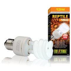 Компактна люмінесцентна лампа Exo Terra «Reptile UVB 150» для опромінення променями УФ-В спектра 13 W, E27 (для опромінення) - masterzoo.ua