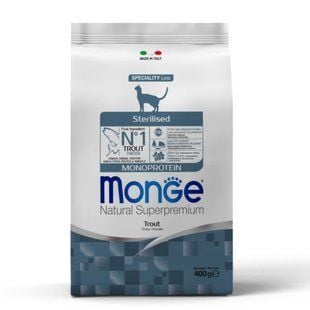 Сухой корм для кошек Monge Sterilised Monoprotein 400 г - форель - masterzoo.ua