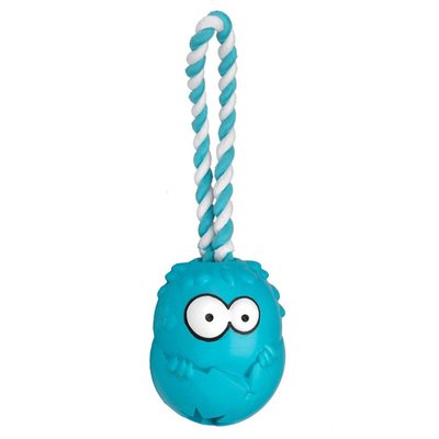 Іграшка для собак Coockoo «Bumpies» М'яч на мотузці для ласощів, блакитний L (гума) - masterzoo.ua
