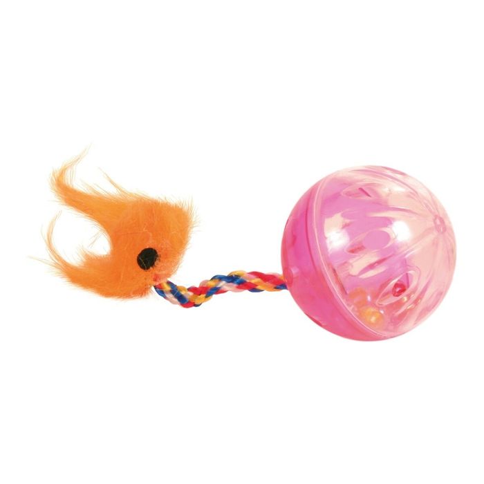 Іграшка для котів Trixie М'яч з брязкальцем та хвостом d=4 см, набір 2 шт. (пластик, кольори в асортименті) - masterzoo.ua