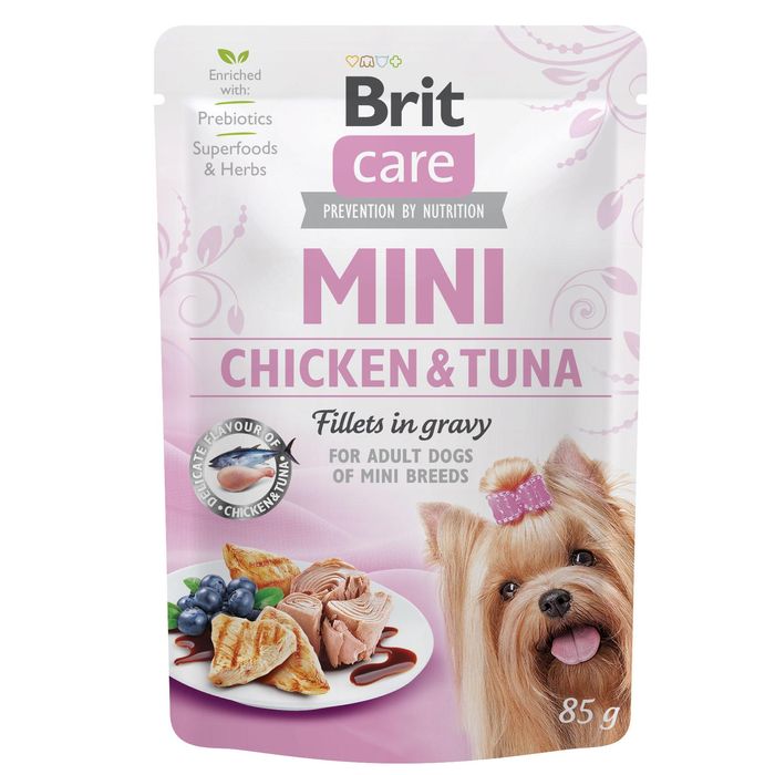 Вологий корм для собак Brit Care Mini pouch 85 g філе в соусі (курка та тунець) - masterzoo.ua
