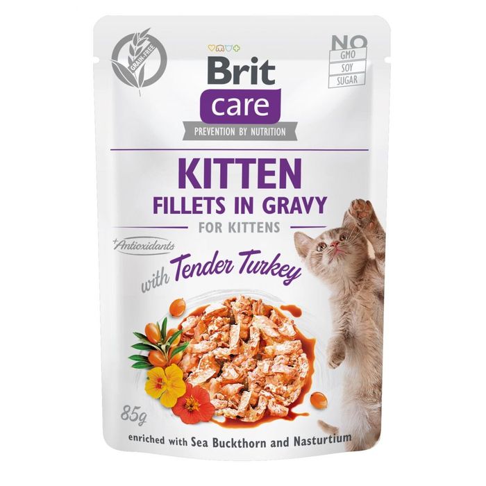 Влажный корм для котят Brit Care Cat pouch 85g (филе индейки в соусе) - masterzoo.ua