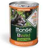 Вологий корм для цуценят Monge Bwild Grain Free Puppy & Junior 400 г - качка, гарбуз та цукіні - masterzoo.ua