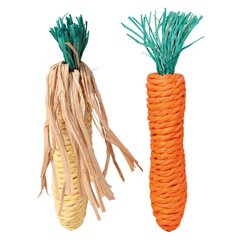 Игрушка для грызунов Trixie Кукуруза и морковка 15 см, набор 2 шт. (натуральные материалы) - masterzoo.ua
