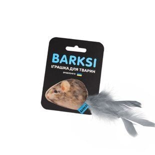 Іграшка для котів Barksi Мишка з пір'ям 6х4 см - коричневий - masterzoo.ua