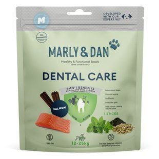 Ласощі для собак Marly & Dan Dental Care Medium Breed 140 г - лосось - masterzoo.ua