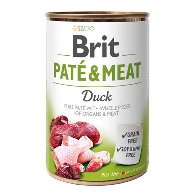 Вологий корм для собак Brit Pate & Meat Duck 400 г (курка та качка) - masterzoo.ua