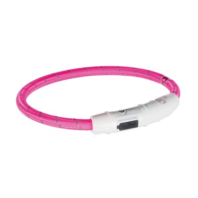 Ошейник Trixie полиуретановый светящийся USB «Flash» XS-S 35 cм / 7 мм (розовий) - masterzoo.ua
