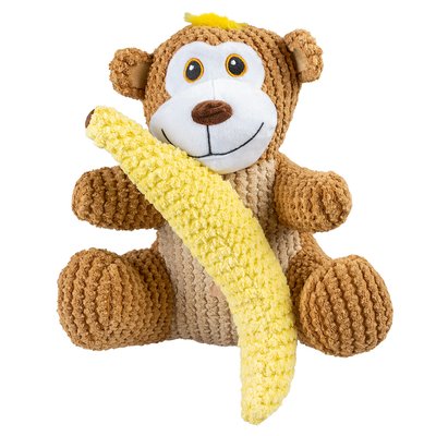 Іграшка для собак Duvo+ Мавпа з бананом плюшевий дует з пискавкою 22 х 19х 8 см - masterzoo.ua