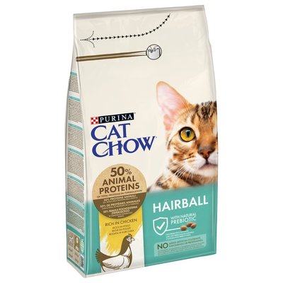 Сухой корм для кошек Cat Chow Hairball Control 1,5 кг - курица - masterzoo.ua