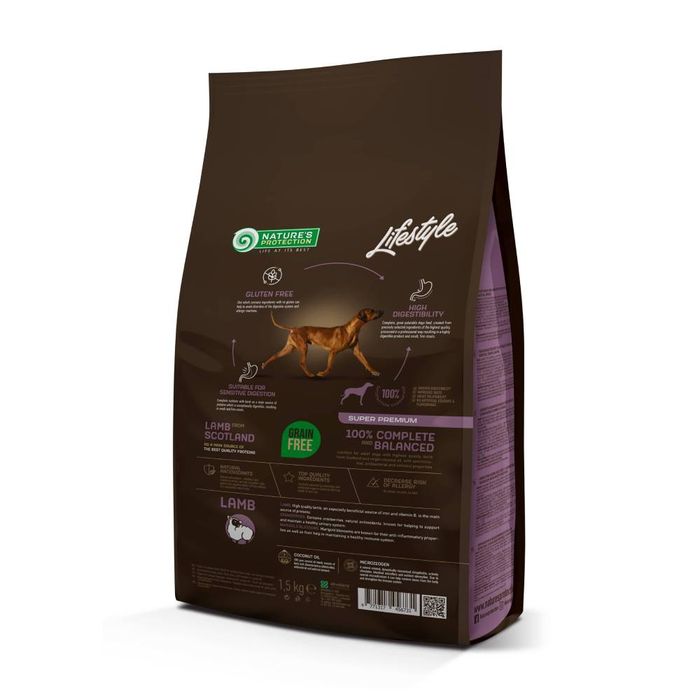 Сухий корм для собак Nature's Protection Lifestyle Grain Free Adult All Breeds 1,5 кг - ягня - masterzoo.ua