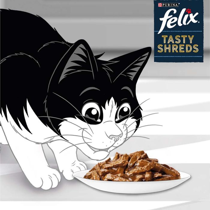 Вологий корм для кішок Felix Tasty Shreds 4 x 80 г - лосось та тунець - masterzoo.ua